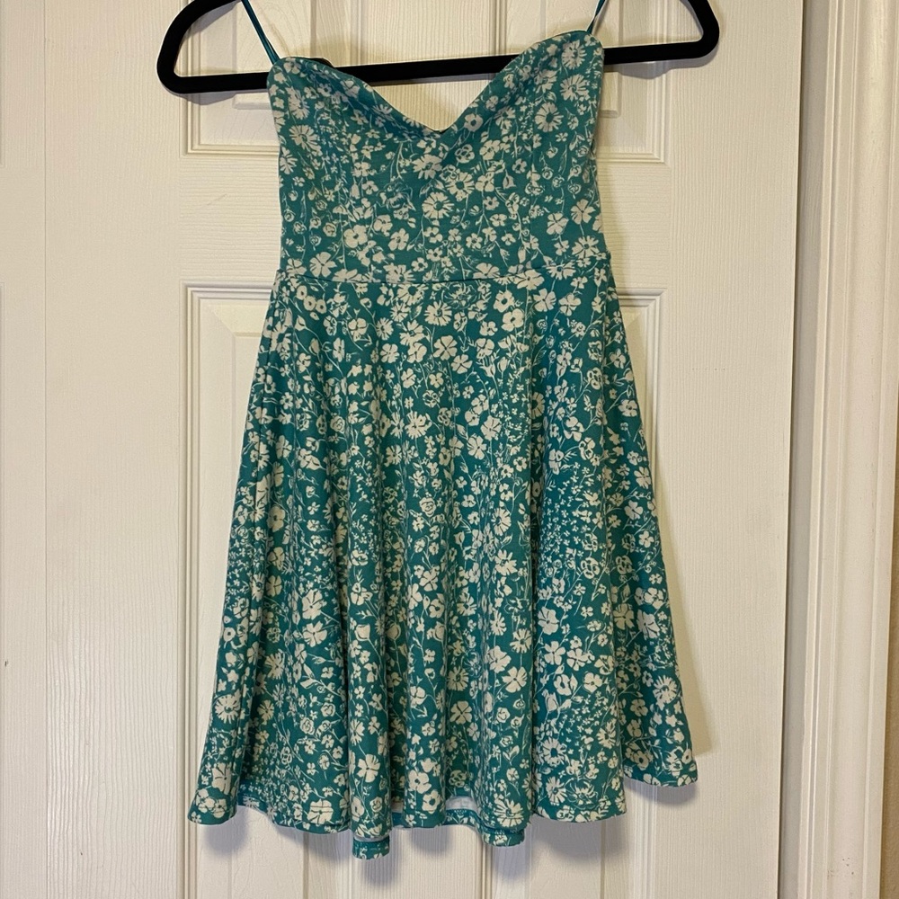 Turquoise flower mini dress xs